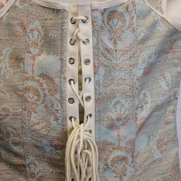 Fredericks of Hollywood Corset Bustier SZ Large Lace Up Jacquard Steampunk Fairy - Picture 8 of 16